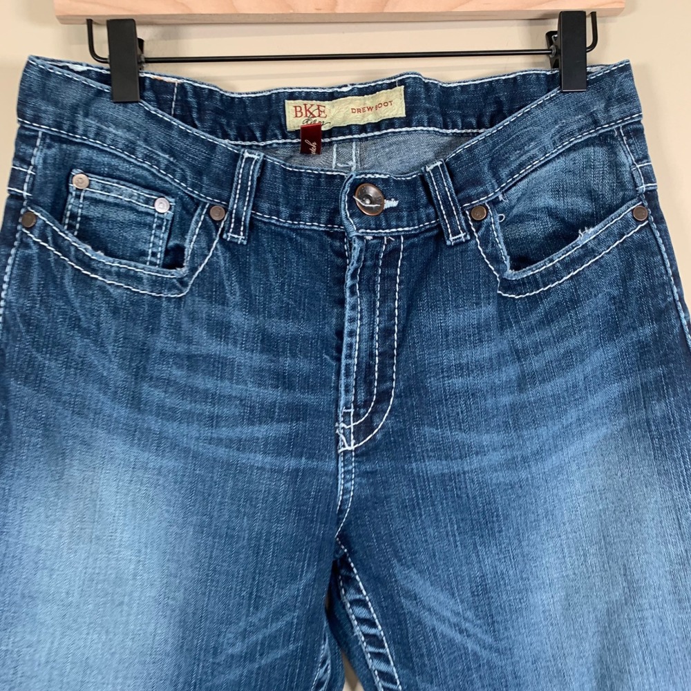 BKE Drew Boot Cut Women's Denim Jeans 29x31.5 Med Wash Mid Rise Saddle Stitch - Picture 3 of 13